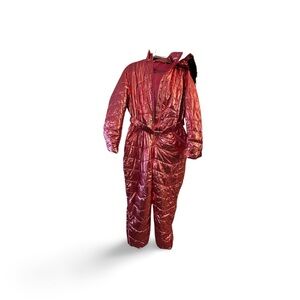 Shiny Dark Pink Quilted Snowsuit NWOT